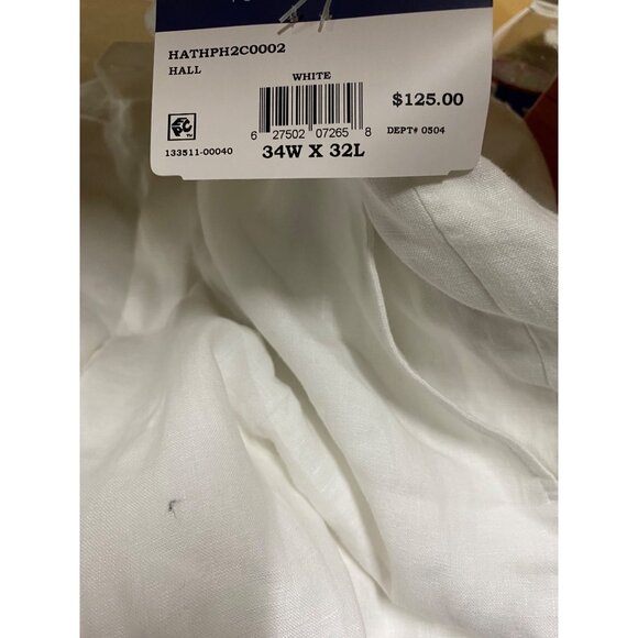 Tommy Hilfiger Mens Modern Fit Flat Front Pure Linen Pant White Size 34 X 32 NWT - Picture 8 of 9